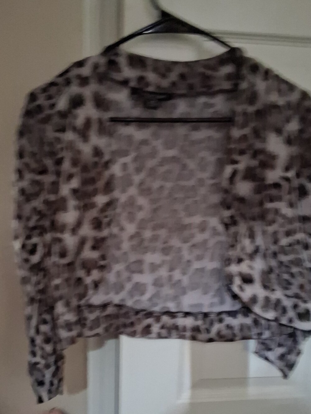Perceptions Leopard Print Open-Front Jacket in Taupe and Cream